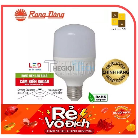 Bóng LED Cảm Biến Cảm Ứng Rada Chuyển Động Rạng Đông 9W ánh sáng trắng