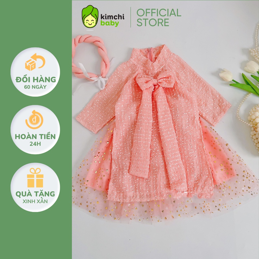 Áo Dài Cách Tân Cho Bé Gái Hoạ Tiết Ren Mềm, Áo Dài Cho Bé Mặc Đi Chơi Tết Kèm Mấn 2023 Cực Đẹp CKAD13