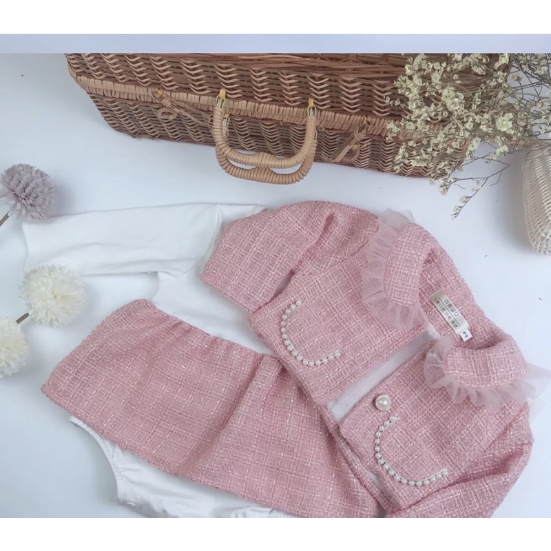 SET VÁY BODY KÈM ÁO KHOÁC DẠ CHO BÉ GÁI 4-13 KG