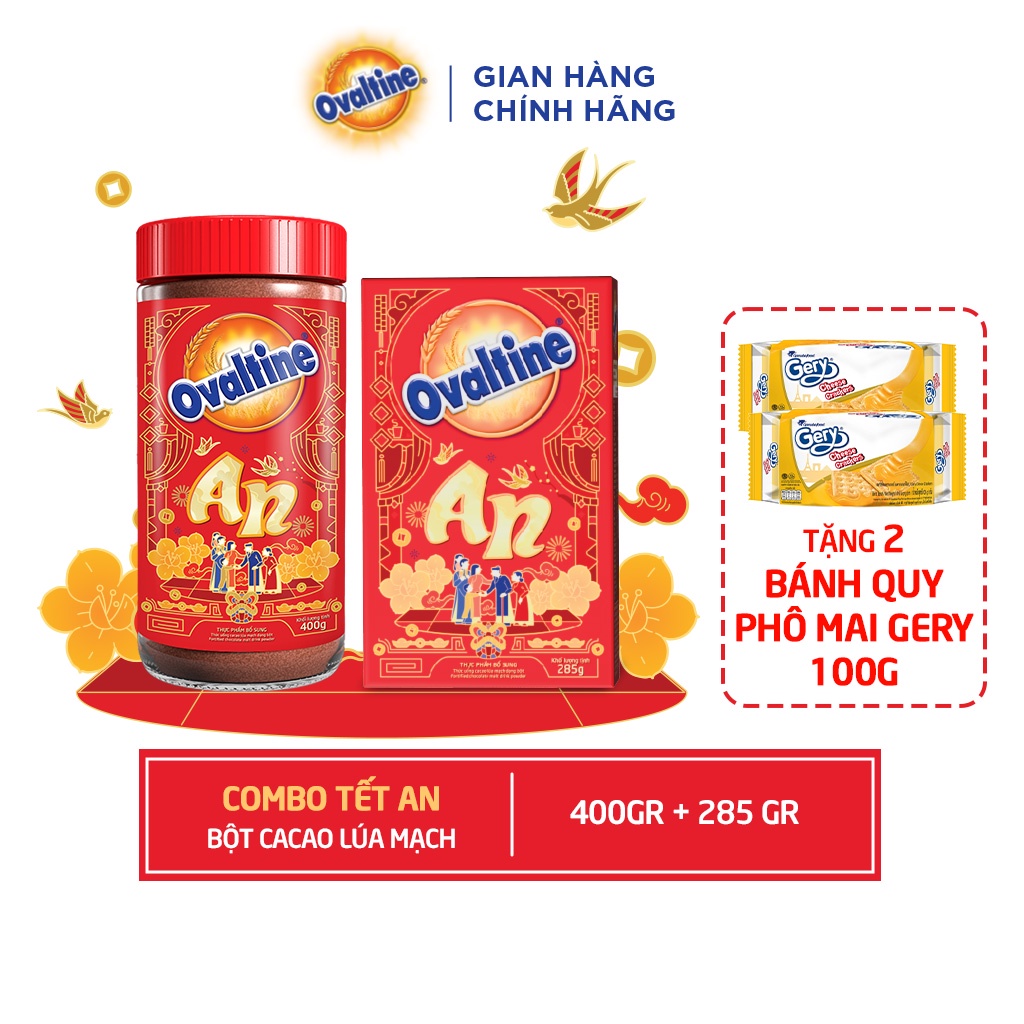 (COMBO TẾT AN) Combo Bột Cacao Lúa Mạch - Hũ 400g + Hộp 285g