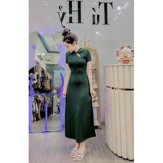 Đầm body cổ tàu dáng xòe cực kỳ hack dáng ( chất thun gân )