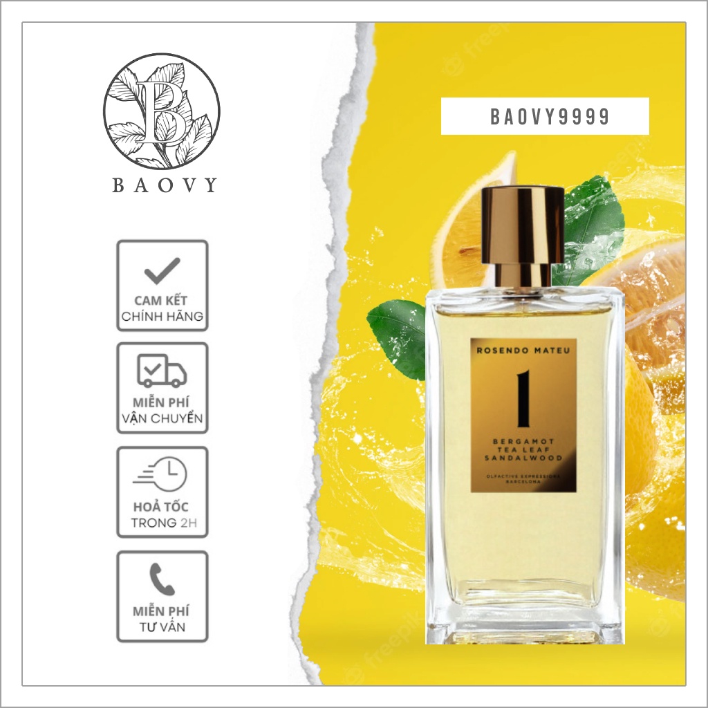 ✨ Nước hoa Rosendo Mateu Nº 1 Bergamot, Tea Leaf, Sandalwood Rosendo Mateu Olfactive Expressions 10ml ®️