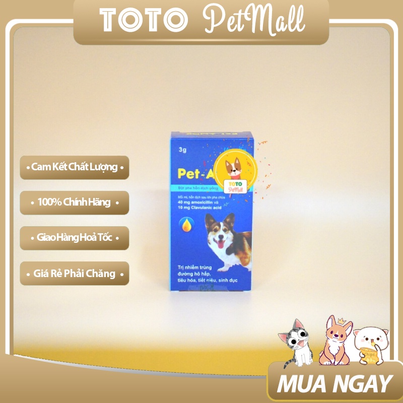 Dung Dịch Uống Pet-Amox Plus 3g Giảm Tiêu Chảy, Hô Hấp Cho Chó Mèo 💕Totopetmallhn