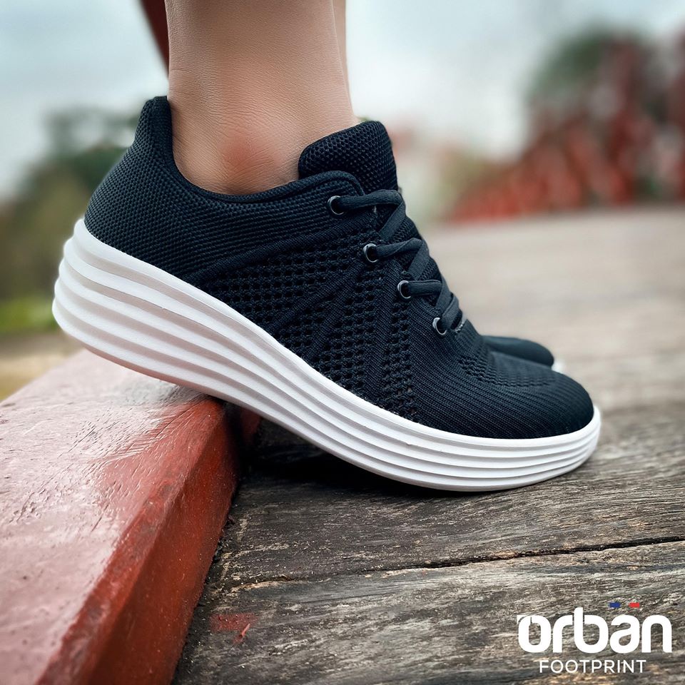 Giày sneaker nữ Urban footprint TL1925 full màu đen - đỏ