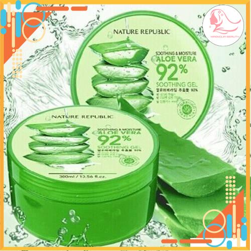 Gel lô hội Soothing & Moisture Aloe Vera 92% Nature Republic 300ml-Cung cấp nước, độ ẩm, giảm bớt nếp nhăn