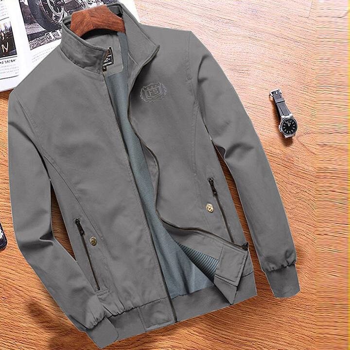 Áo khoác nam kaki FS 2 lớp lót dù mẫu trơn túi có khóa kéo.