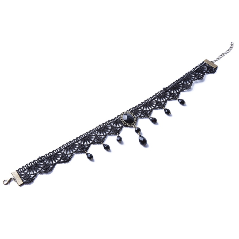 Vòng Cổ Choker Ren Đính Đá Phong Cách Gothic Cổ Điển