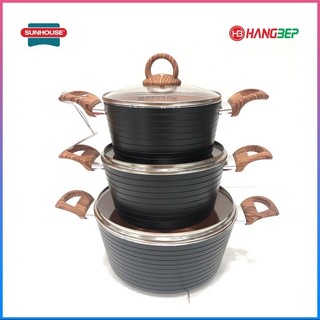 Bộ 3 nồi ceramic đáy từ sunhouse shg2003