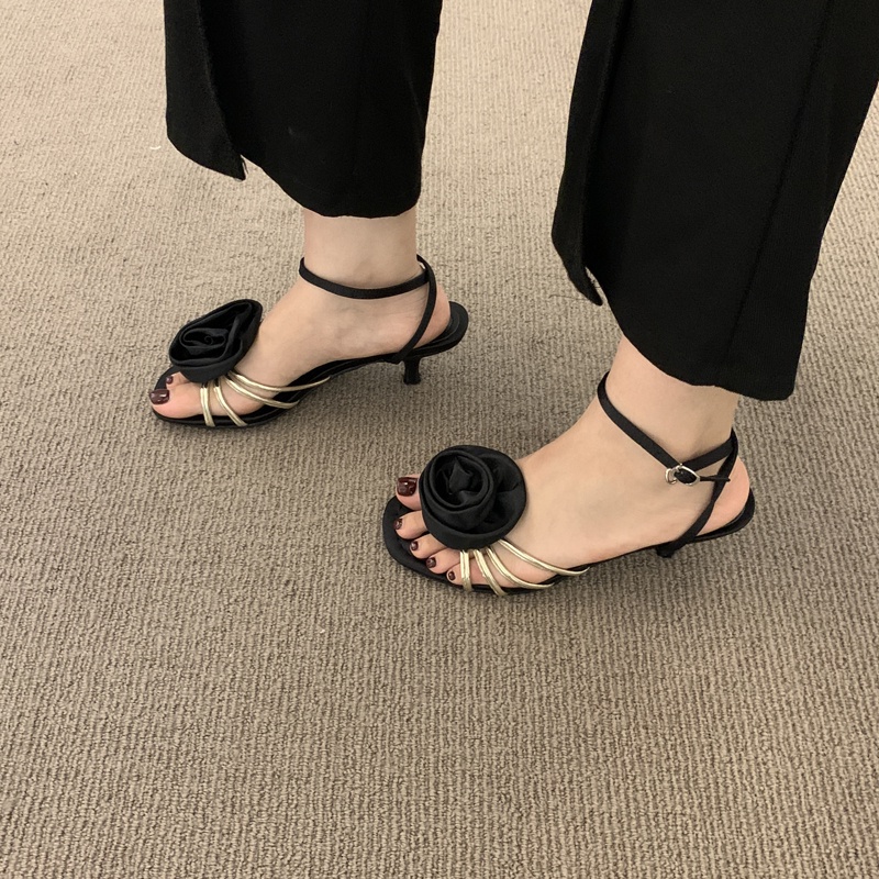 Ginne Giày Cao Gót 5cm Mùa Hè Nhẹ Nhàng Phong Cách Pháp Thanh Lịch Có Dây Đeo Một Dây Buộc Phiên Bản Hàn Quốc Cao Cấp Cho Nữ