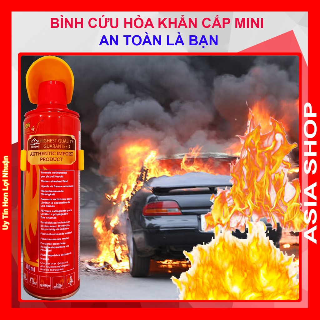 Bình cứu hỏa MINI - Bình chữa cháy ô tô Chính hãng Focar Foam Fire Exstinguisher xuất khẩu Đức ASIA XE HOI