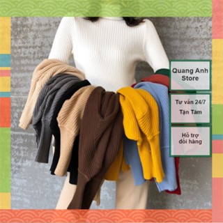  Áo Len Tăm Cổ Lọ Len Tăm Ôm Body Cổ 5p Mềm Mịn Tay Dài Giữ Nhiệt Hàng Qc 