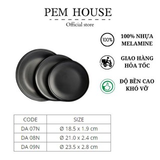 Dĩa Nhựa Melamine Đen Nhám 21cm- DA08N