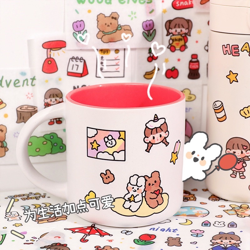 [ SIÊU RẺ] Sticker hình dán dễ thương trang trí cốc, vở, case,...🌈🌈