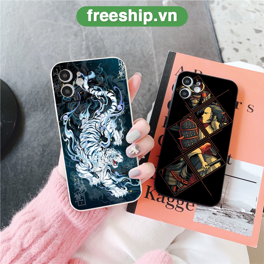 Ốp BVC iphone cạnh vuông Hổ trắng và Samurai độc lạ cho 6/6splus/7/7plus/8/8plus/x/xr/xs/11/12/13/14/pro/max/plus/