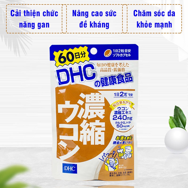 Viên uống Concentrated Turmeric thải độc gan DHC Nhật Bản thực phẩm chức năng bảo vệ sức khỏe chống oxy hóa XP8-DHC-TUR
