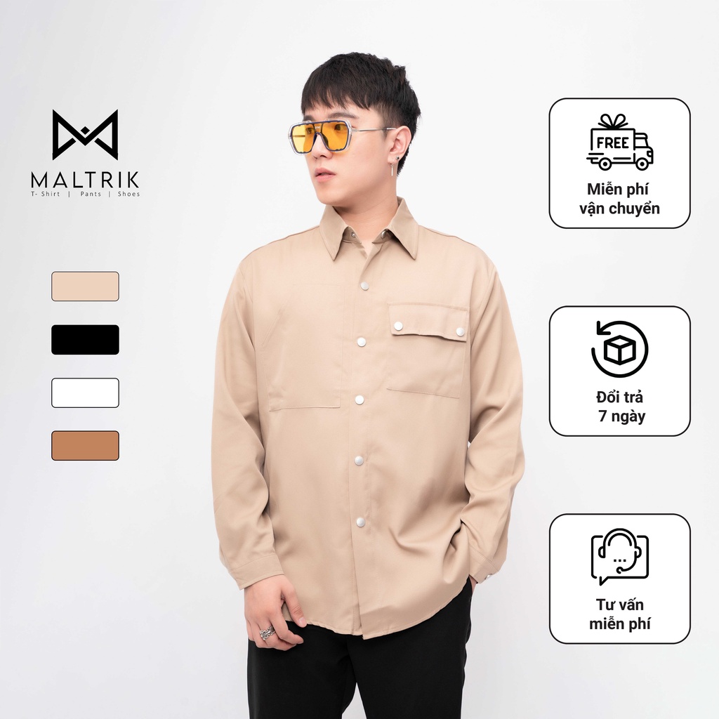 Sơ mi nam cúc bấm bigsize MALTRIK sơ mi túi hộp chất liệu mềm mịn phong cách Hàn Quốc có size lớn đến 95kg