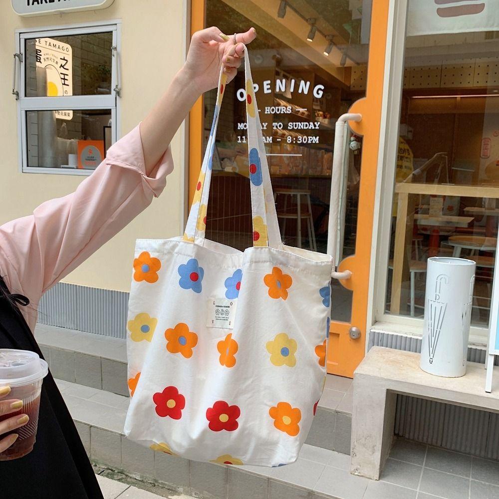 FALLFORBEAUTY Túi Tote Đeo Vai In Họa Tiết Dễ Thương Thời Trang Cho Nữ