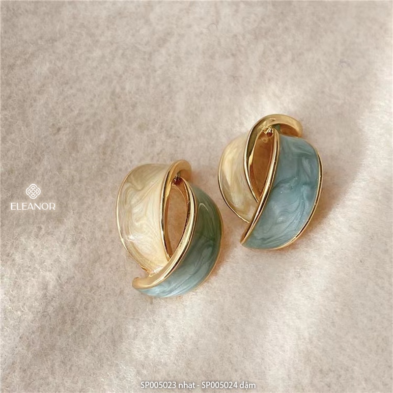 Bông tai nữ hình học ba chiều Eleanor Accessories phối hai màu phụ kiện trang sức độc lạ cá tính