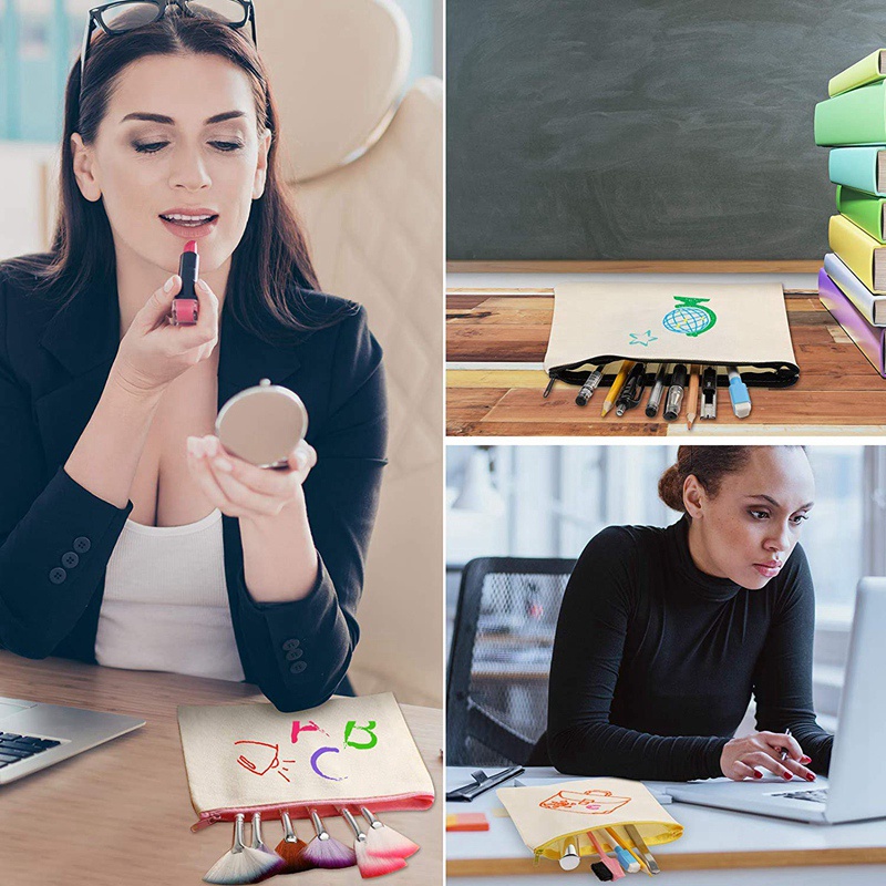 Bộ 40 Túi Đựng Bút Bằng Vải Canvas Có Khóa Kéo DIY Đa Ứng Dụng