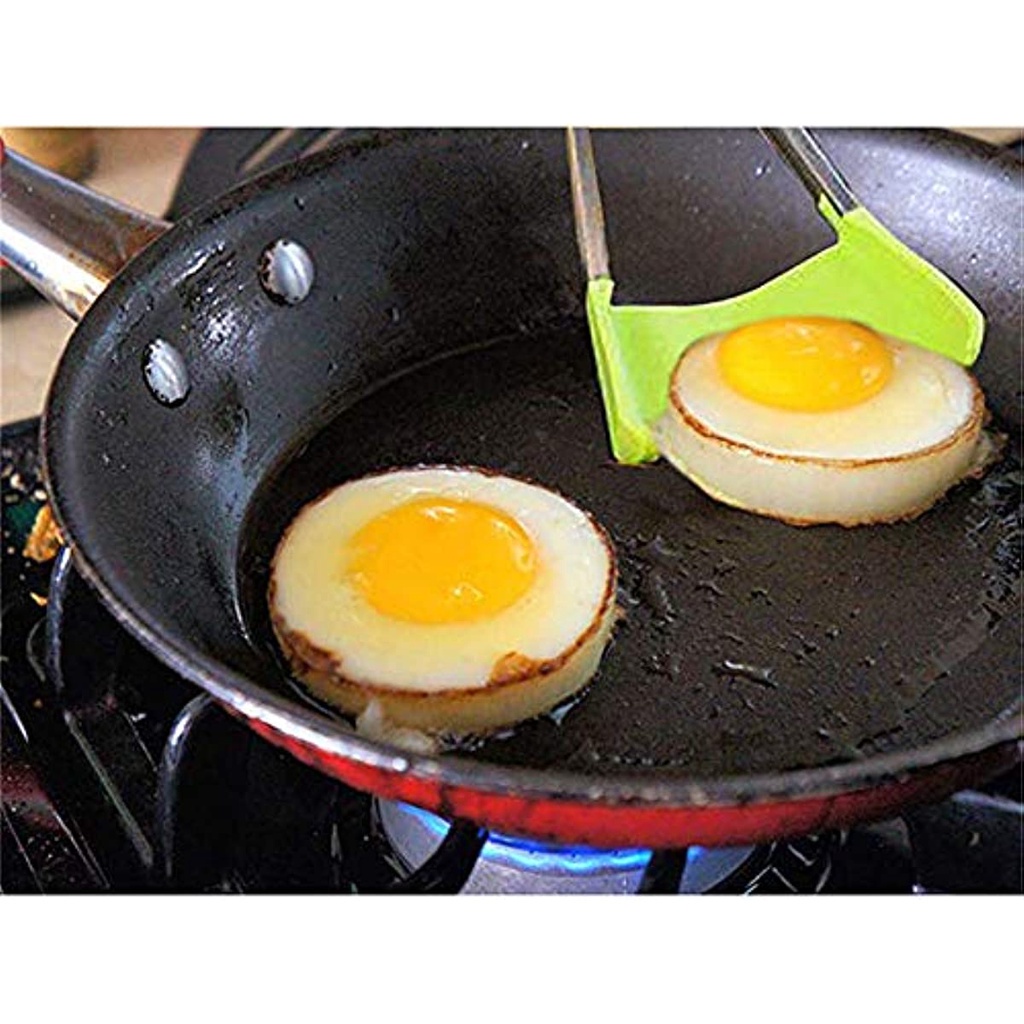 Kẹp Gắp Thức Ăn Thông Minh 2 Trong 1 Khung Silicon Thép Không Gỉ Chống Dính Chịu Nhiệt Mới ruiyan