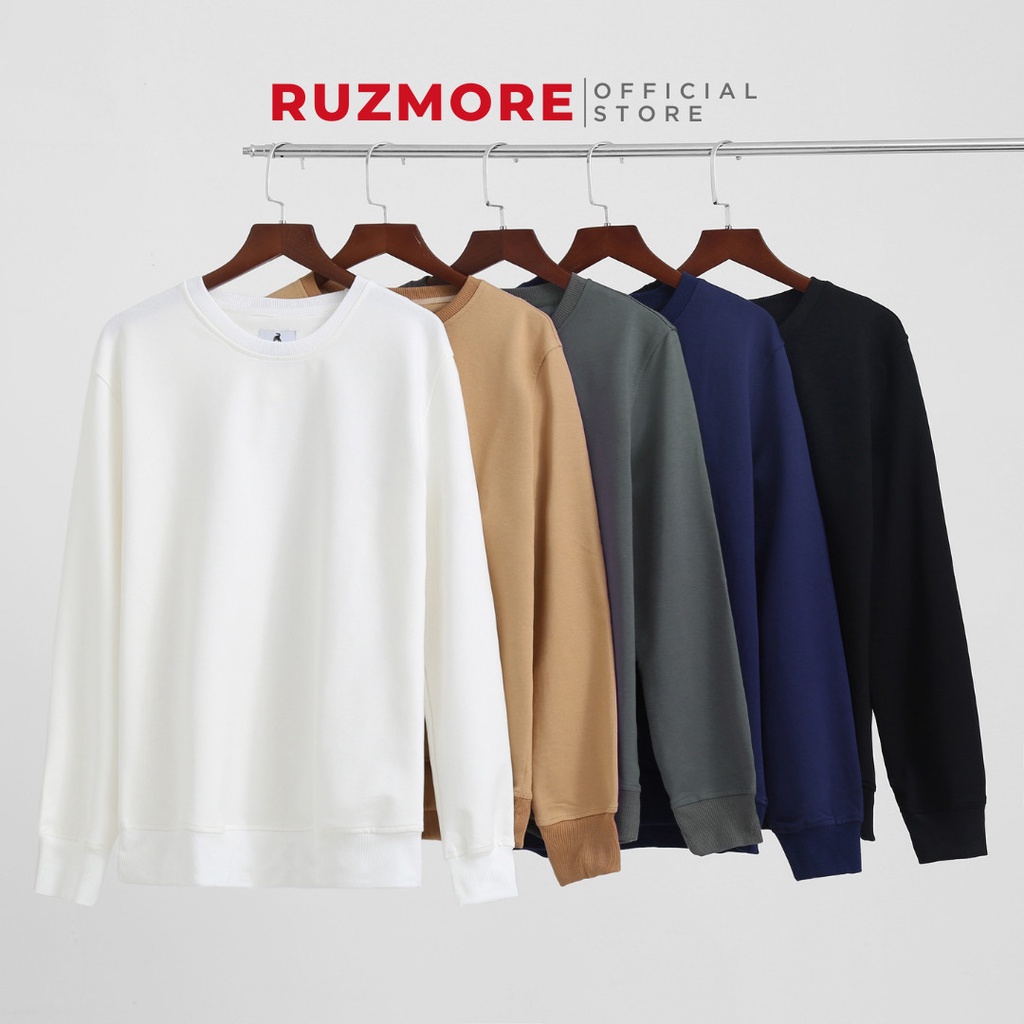 Áo nỉ sweater trơn nam nữ thu đông dài tay cổ tròn nhiều màu chất vải hạt co giãn cao cấp thời trang nam Ruzmore AD1