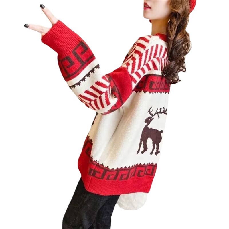 IELGYÁo sweater Dệt Kim Dày Dặn Dáng Rộng Thời Trang Cho Nữ