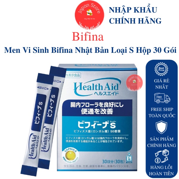 Men Vi Sinh Bifina Nhật Bản Loại S Hộp 30 Gói - Cải Thiện Tình Trạng Táo Bón, Tiêu Chảy, Đầy Hơi