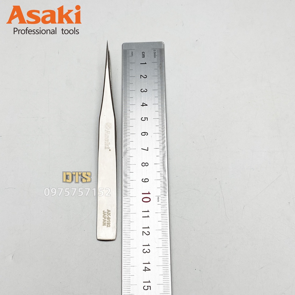 Nhíp gắp linh kiện mũi nhọn INOX Asaki AK-9192, nhíp đa năng sửa chữa điện tử, điện thoại, máy tính - Độ chính xác cao