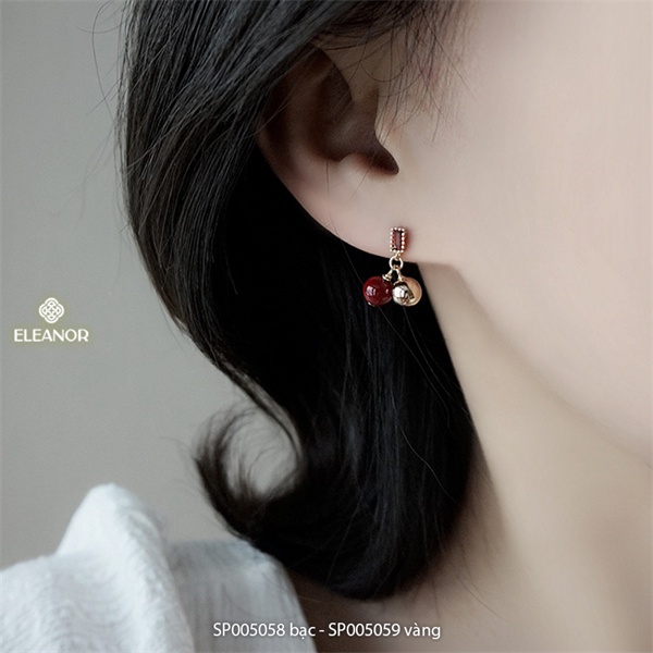 Bông tai nữ chuôi bạc 925 Eleanor Accessories đính đá bi tròn phụ kiện trang sức 5058