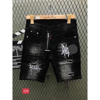 Quần Short Jean Nam chất liệu bò denim co giản cao cấp chuẩn hình thêu chữ Dl0R khoá lệch mẫu mới hot hit MS209