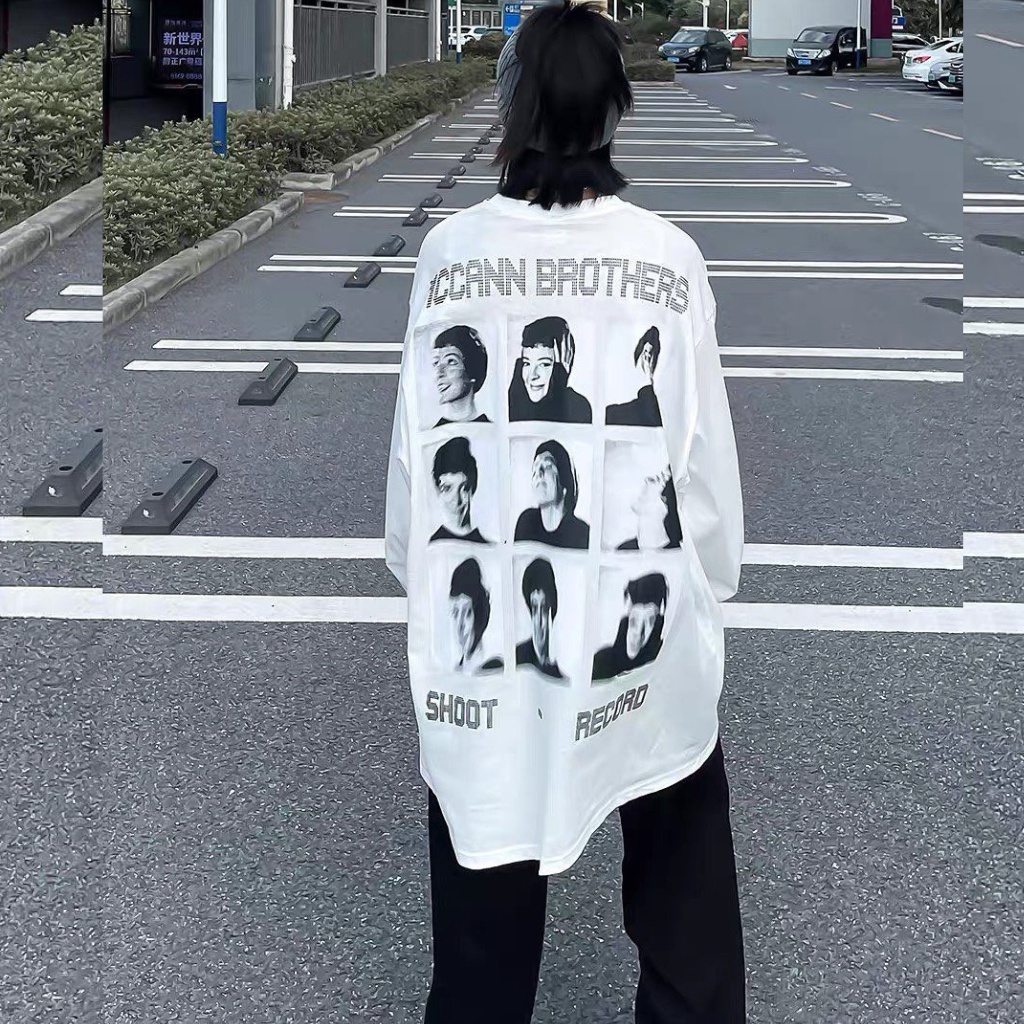 Áo sweater unisex MCCANN BROTHER, áo longtee dài tay họa tiết mặt người form rộng XESINU