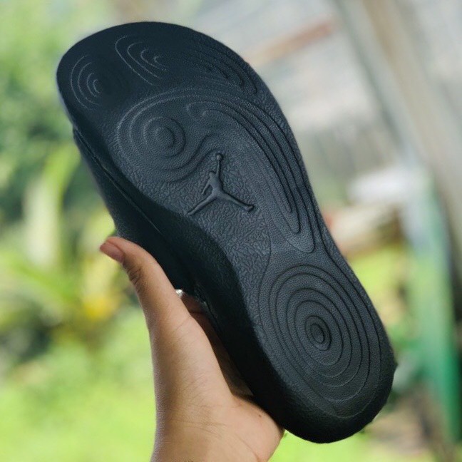 Dép jordan nam nữ  quai ngang, dép bóng rổ hydro jd6 đen logo trắng