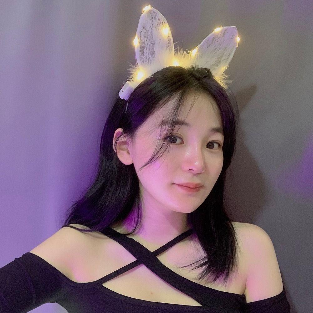 Băng Đô Tai Thỏ Có Đèn LED Dễ Thương Cho Bé Gái Hóa Trang