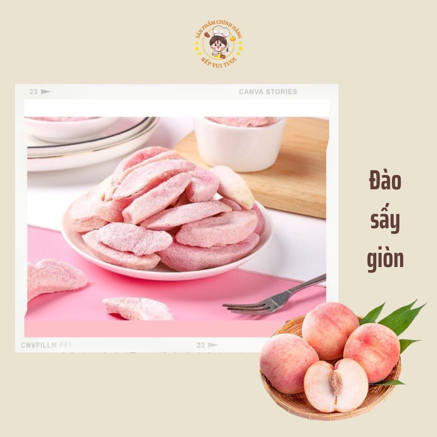 Đào sấy giòn, nguyên liệu làm kẹo nougat, trang trí bánh gói 100g