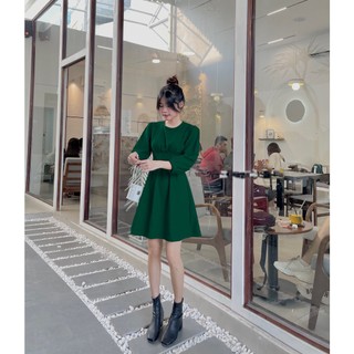 ĐẦM TAY DÀI XOÈ XẾP LY EO
