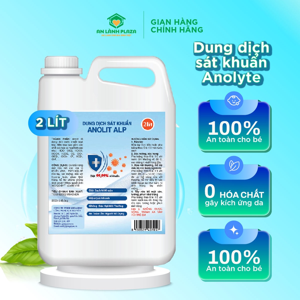 Nước sát khuẩn An Lành Anolyte dung dịch khử khuẩn mọi vật dụng gia đình, vết thương ngoài da, an toàn cho bé