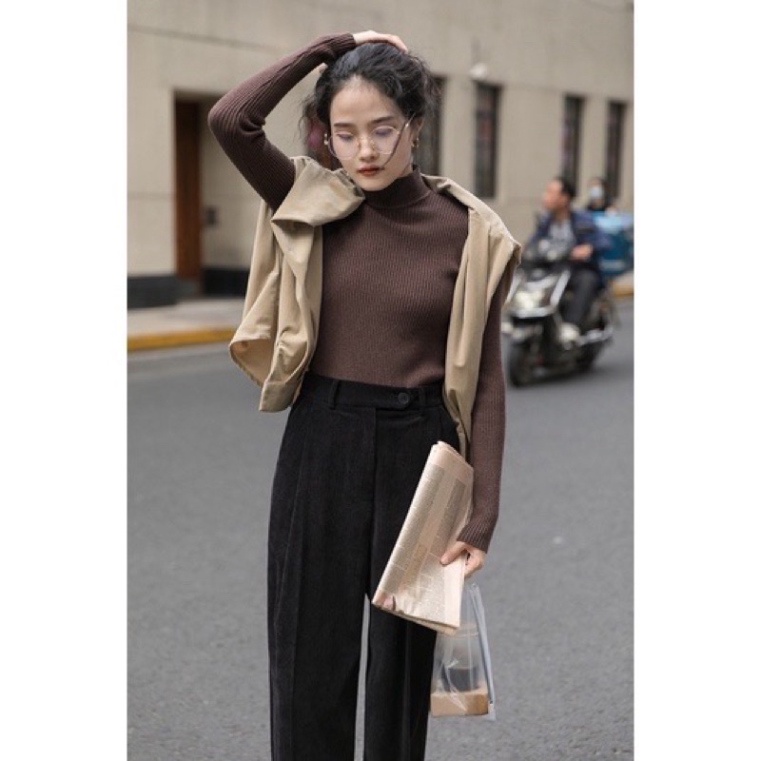 Áo giữ nhiệt len tăm nữ, áo len tăm cổ 3 phân chất liệu mềm mịn cực xinh dễ thương