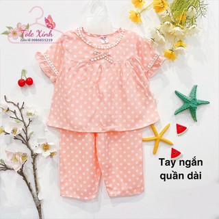 [Ảnh thật][10-13kg]  Bộ tay ngắn quần dài bé gái - vải tole loại 1 - form chuẩn shop Tole Xinh