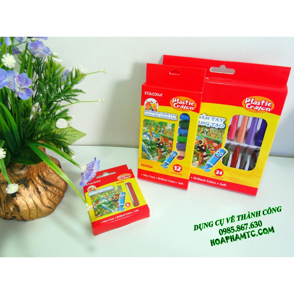 Sáp màu xóa được STACOM 12 màu CR012P - Họa Phẩm Thành Công