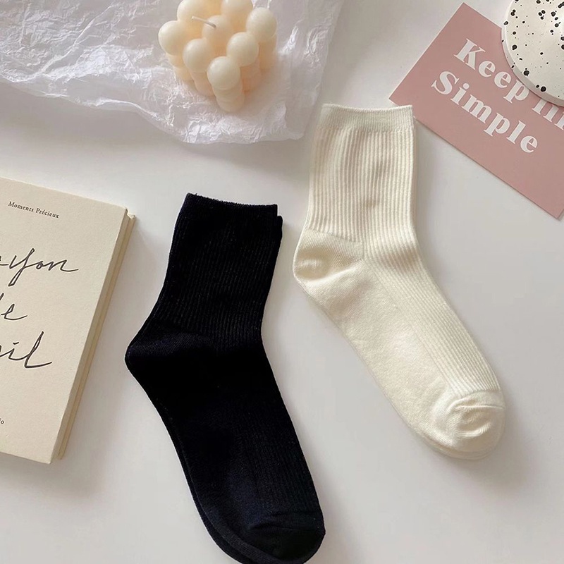 Vớ Len Màu Trơn Họa Tiết Sọc Caro Phong Cách Nhật Bản Thời Trang Mùa Hè Cho Nữ JP5