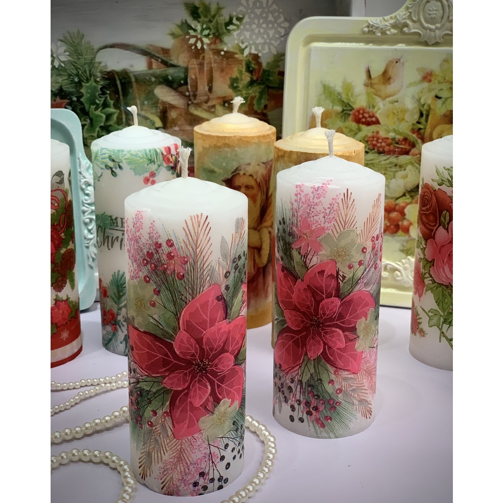Nến trụ tròn - Nến decor giáng sinh