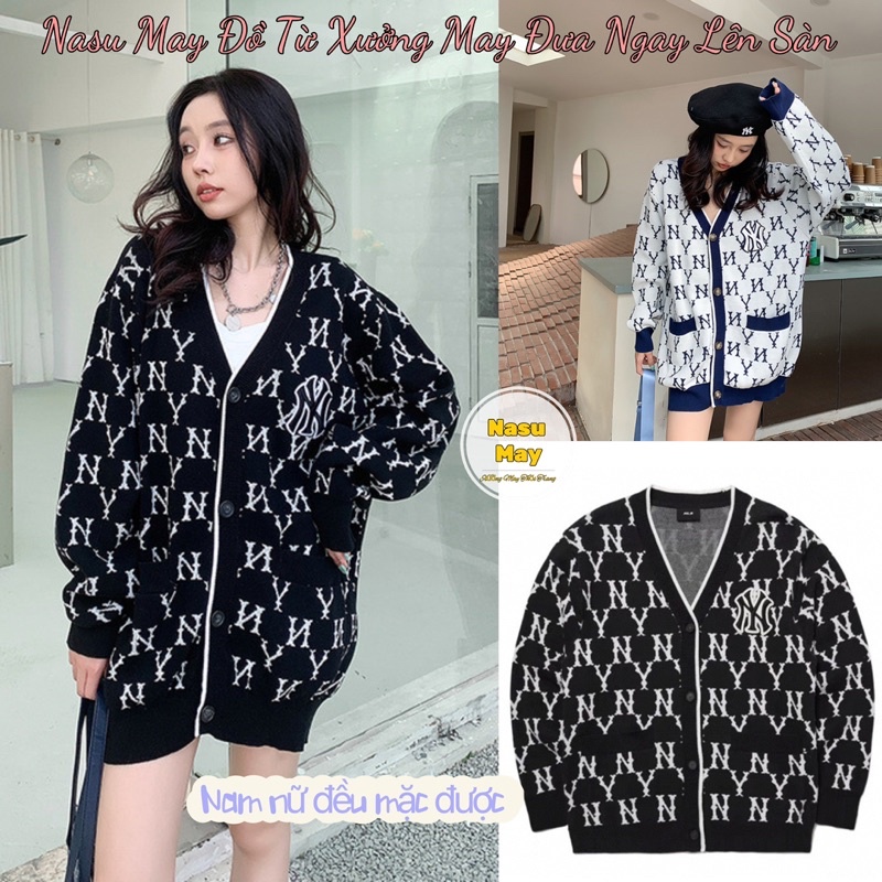 Áo Khoác Cardigan N.Y Trắng Đen Phối Viền Nam Nữ mẫu mới | BigBuy360 - bigbuy360.vn