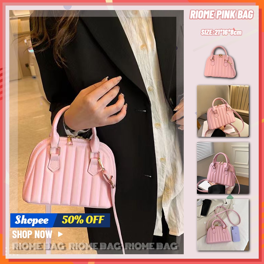 💗Túi Xách Da Pu Đeo Cánh Tay Họa Tiết Kẻ Sọc Màu Hồng Thời Trang Mùa Hè Dành Cho Nữ