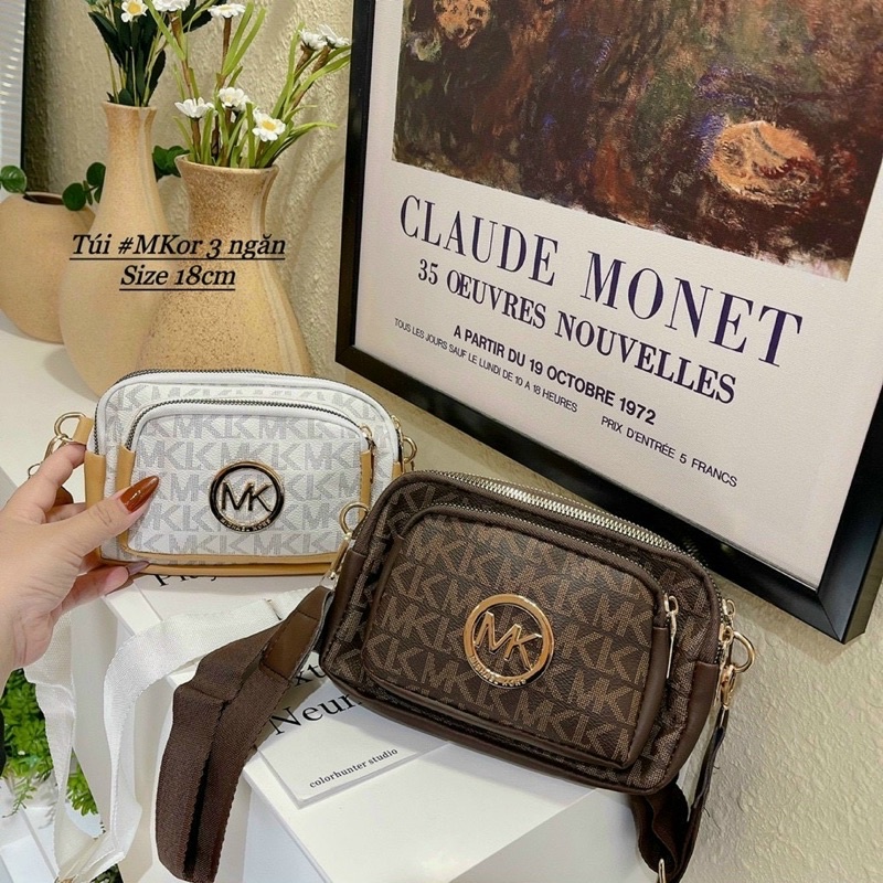 Túi xách ba ngăn MK dây đeo bản to, túi đeo chéo, túi đeo vai thời trang