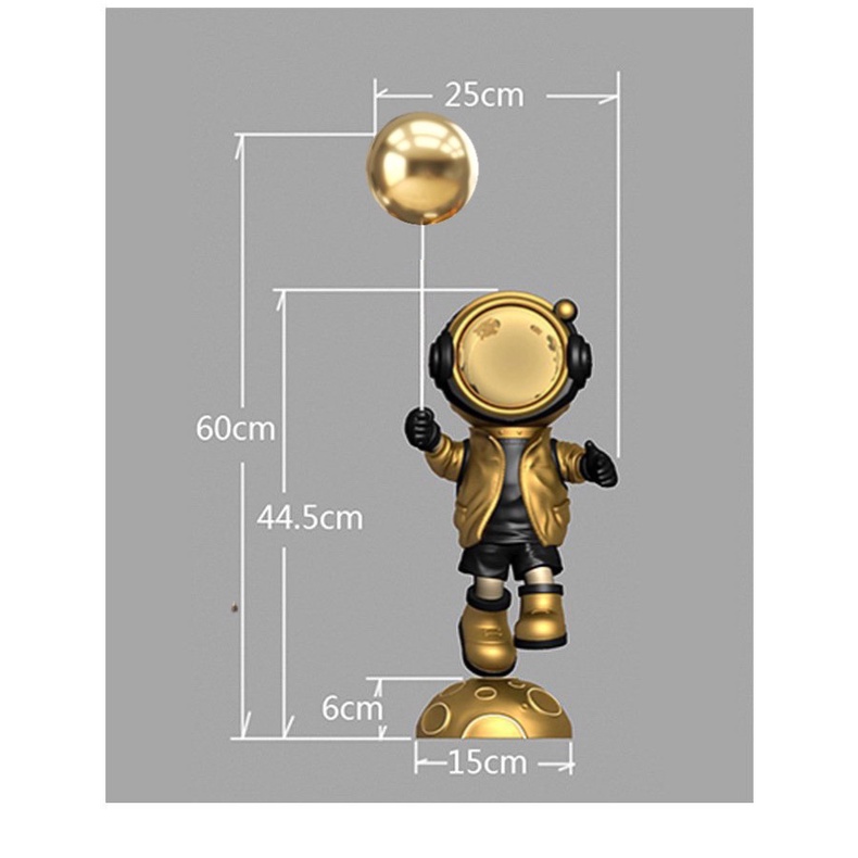 Tượng Phi Hành Gia mặt gương size 60cm - decor trang trí - chất liệu cao cấp