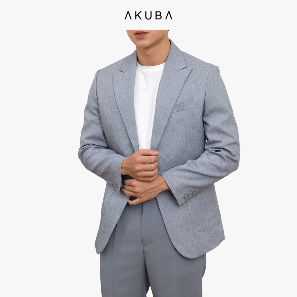Áo Vest Blazer Nam Form Slimfit Akuba trơn 2 nút tôn dáng, phong cách trẻ trung, thanh lịch, vải sợi tổng hợp 01K0502