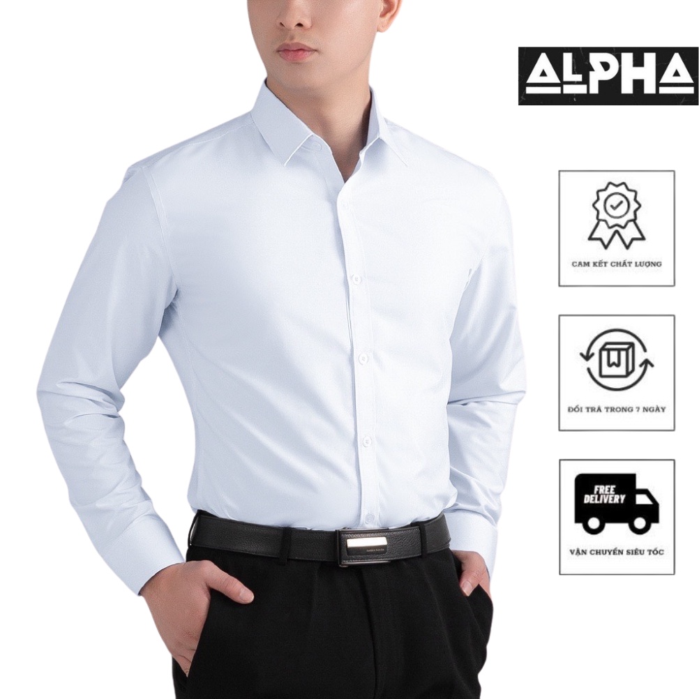 Áo sơ mi tay dài nam trơn cao cấp GEN ALPHA chất kate lụa mát mẻ, đủ màu áo hộp