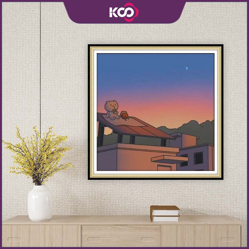 Bộ Tranh Đính Đá 5D Tự Làm 30x30cm / 40x40cm / 50x50cm Hình Động Vật Đáng Yêu