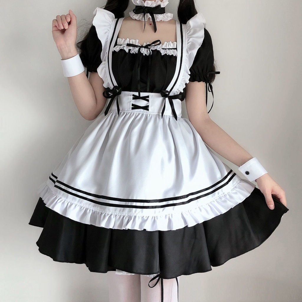 Cute Lolita French Maid Dress Sexy cos Cute Student Japanese Style Girls Woman Anime Cosplay Black White Dress Party Costumes Daily