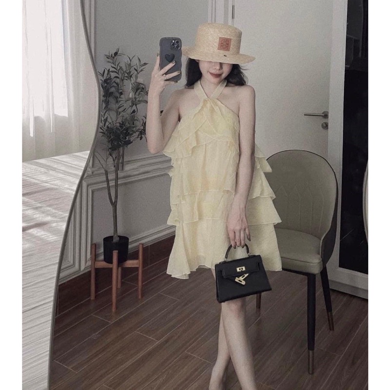 Túi Xách Nữ H.M size 19 da xước tag vàng kèm ổ khoá dây đeo chéo